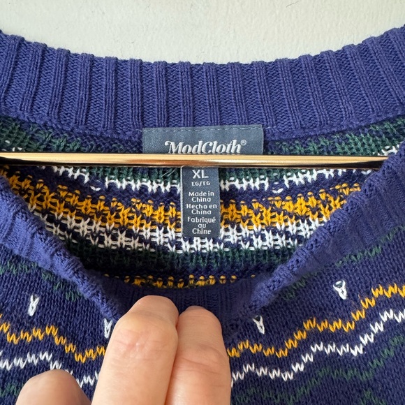 Modcloth Happy Hauntings Fair Isle Sweater Ghost Pumpkin Halloween XL - Picture 7 of 8